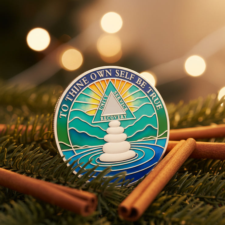 Recovery Coin for Alcoholics and Narcotics Anonymous Symbol of Strength, Courage