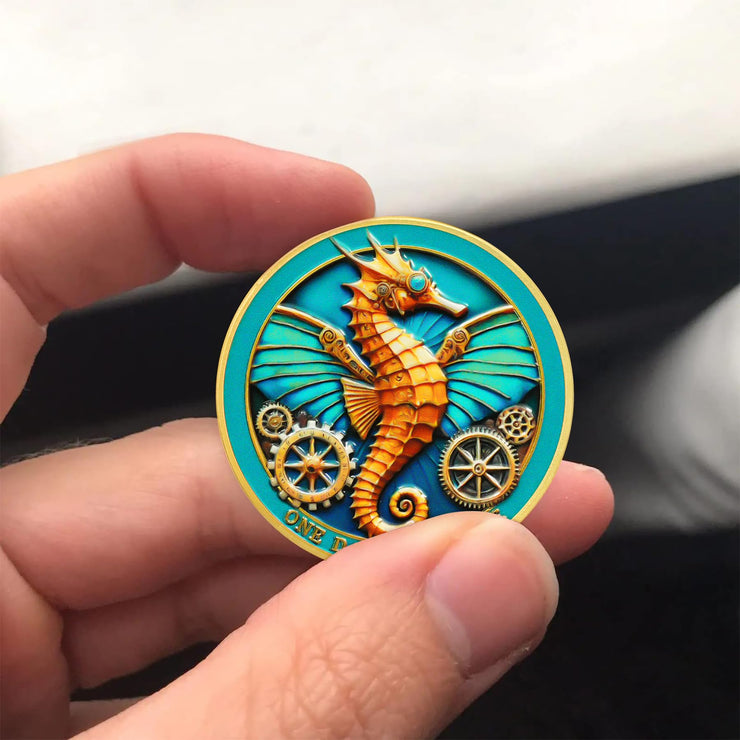 Seahorse  Every Journey Begins with a Single Step Sobriety Coin