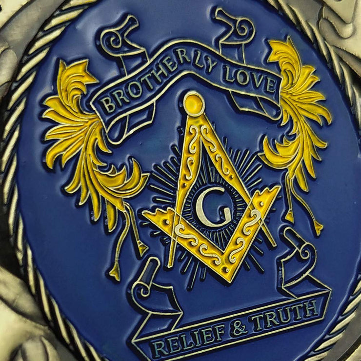 Masonic Coin Blue Lodge Master Mason Freemasonry Collectible Gift - Brotherly Love