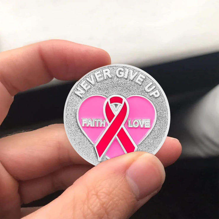 Pink Ribbon Breast Cancer Coin for Cancer Care Awareness Accessories