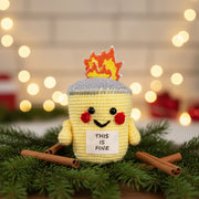 Cute This is Fine Positive Crochet Emotional Support Dumpster Fire Plush Knitted Toys