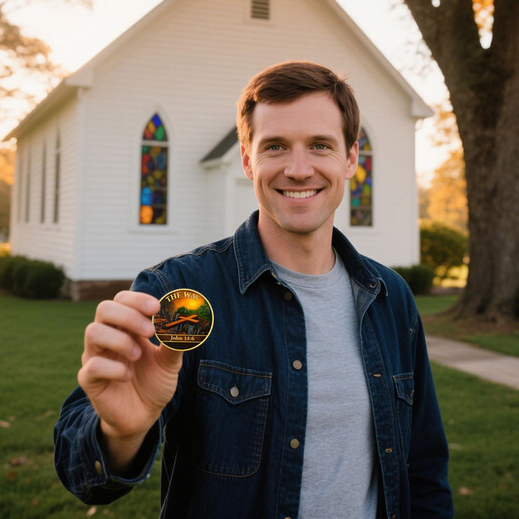 Christian Challenge Coin The Way Coin with John 14:6 Bible Verse