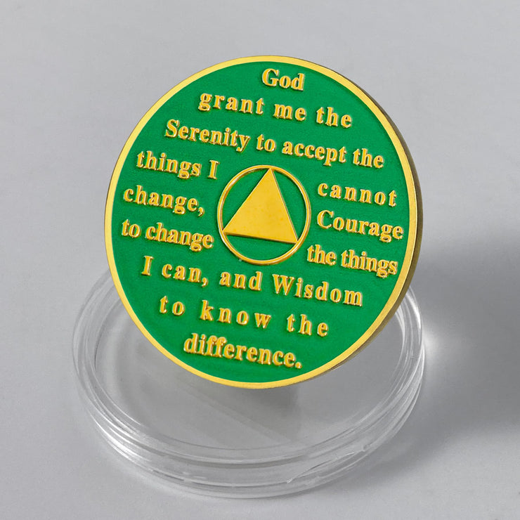 Serenity Prayer Recovery Coin Cabin Design with Unity Sobriety Challenge Coin