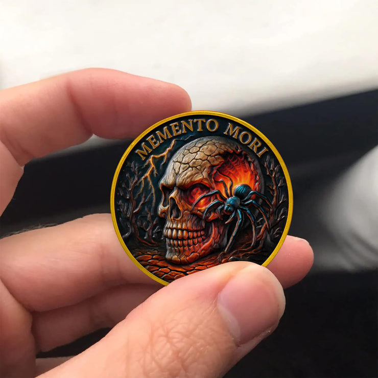 Memento Mori Skull Spider Challenge Coin