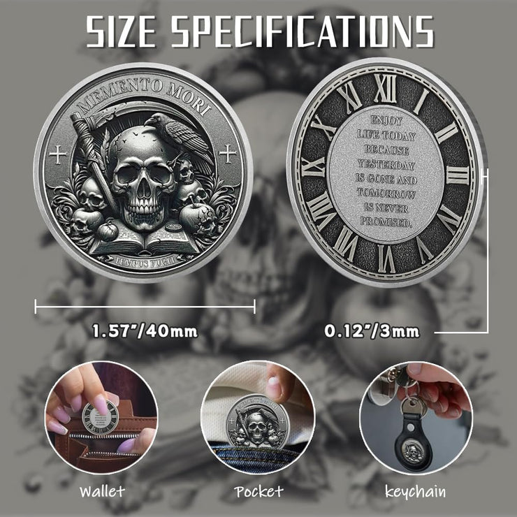 Stoic Reminder Memento Mori Coin Skull Challenge Coins