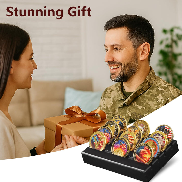 4 Rows Wooden Coin Display