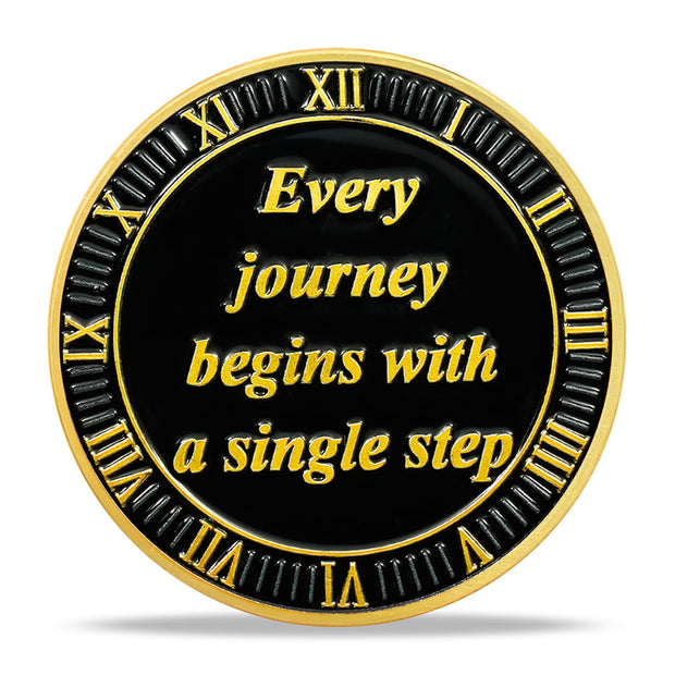 One Day at a Time Gears Seahorse Inspirational Sobriety Challenge Coin