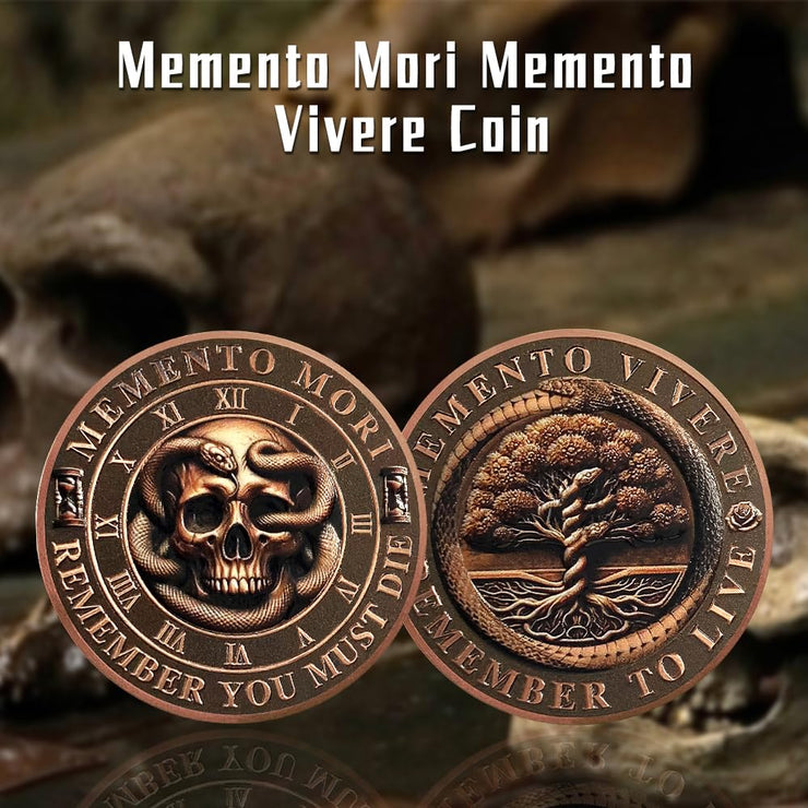 Daily Stoic Reminder Memento Mori Coin Skull Challenge Coins