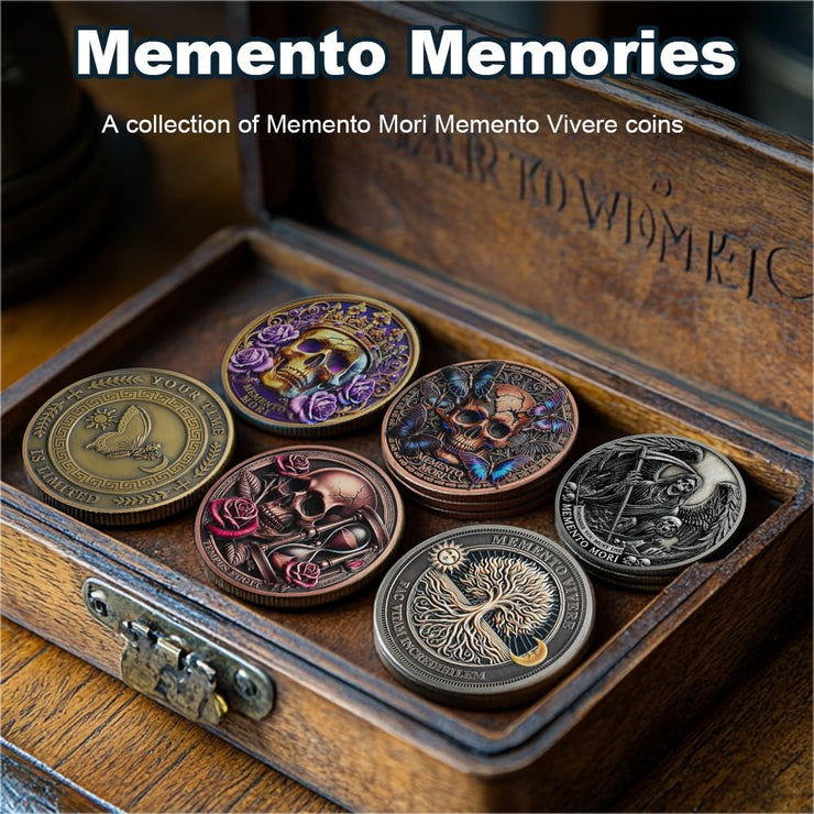 Tempus Fugit Inspirational Stoicism Memento Mori Coin Skull Challenge Coins