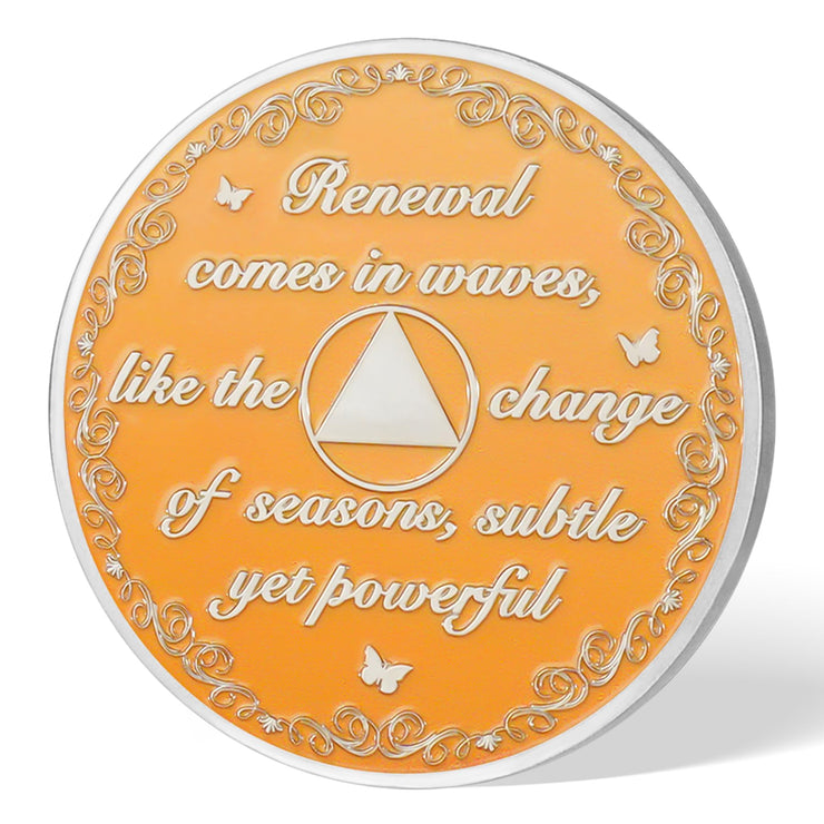 Fall Leaves & Serenity Girl Autumn Sobriety Coin