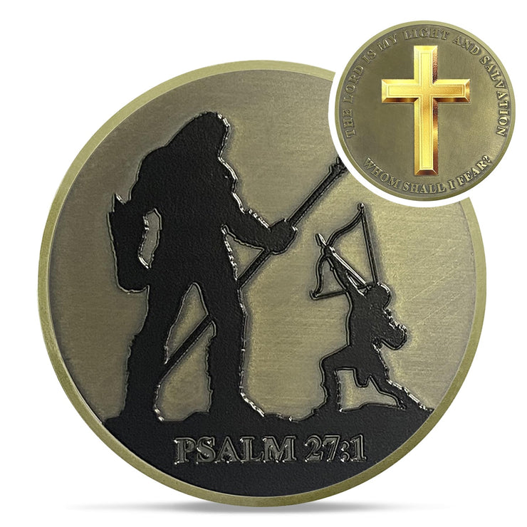 David and Goliath Christian Challenge Coin