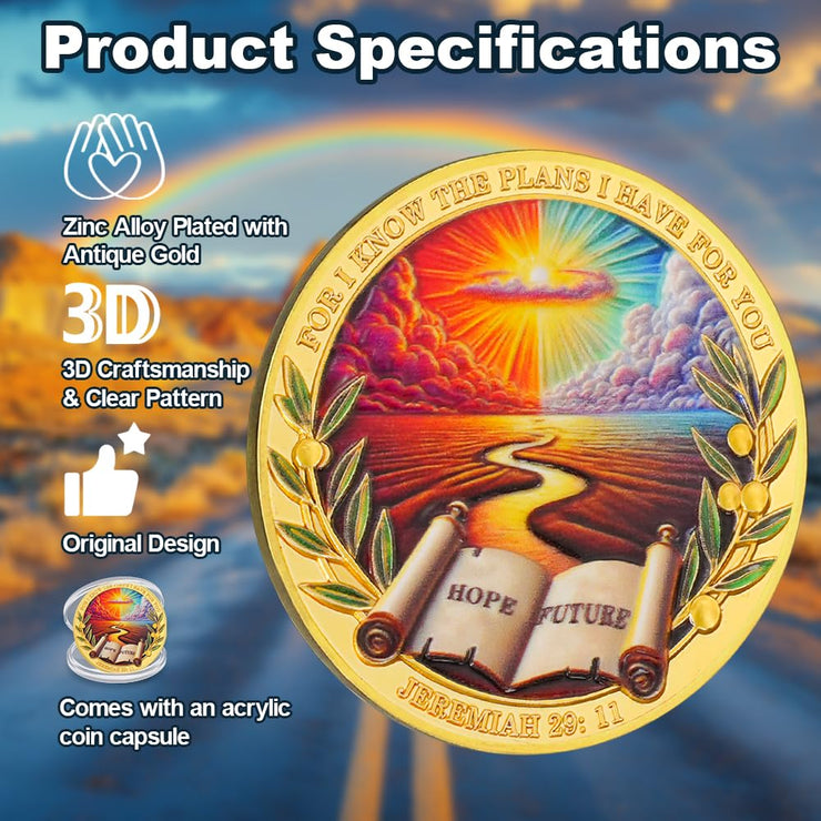 Inspring Jeremiah 29:11 Verse Hope & Future Christian Challenge Coin