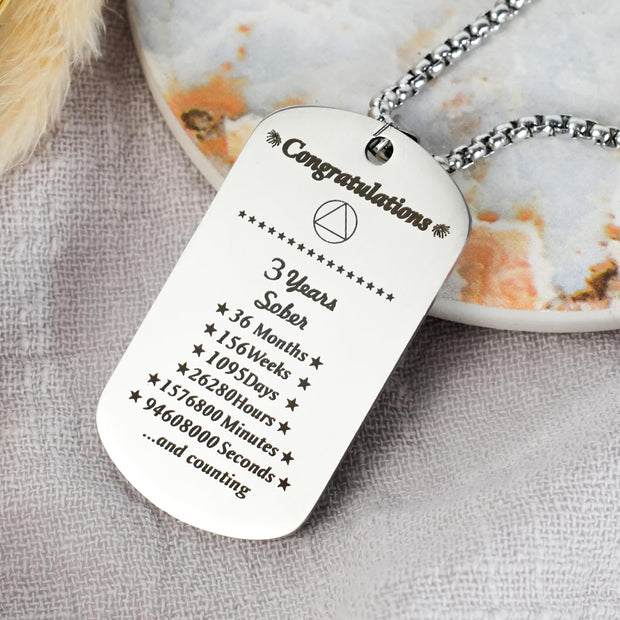 Sobriety Gifts 3 Year AA Sobriety Necklace
