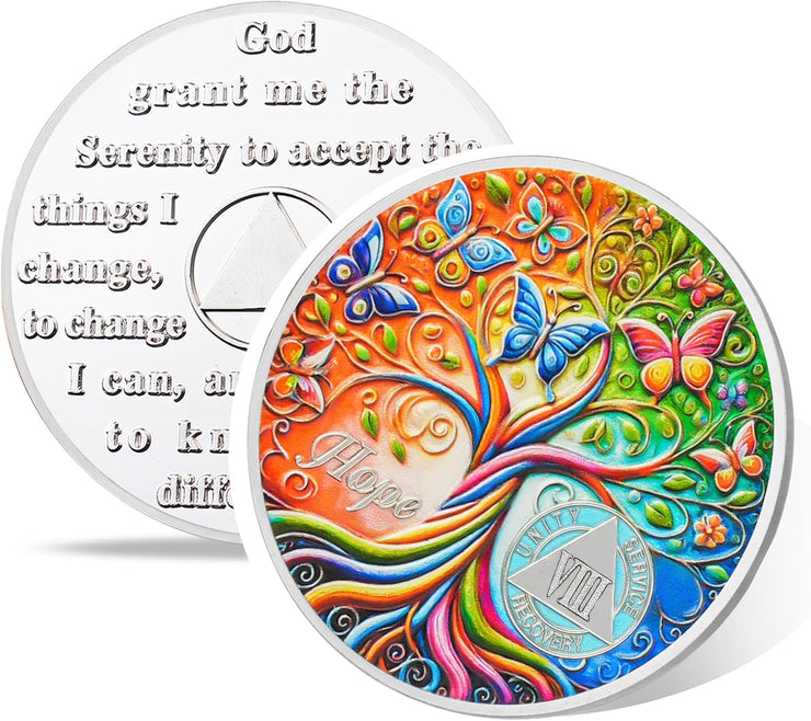 Personalized Tree of Life Golden Hope Sobriety Coin