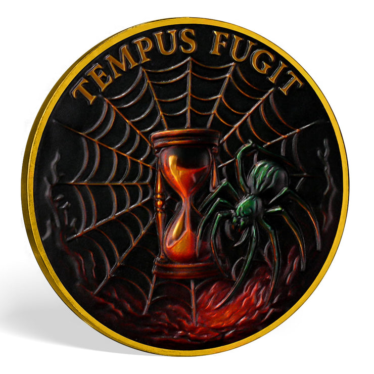 Memento Mori Skull Spider Challenge Coin