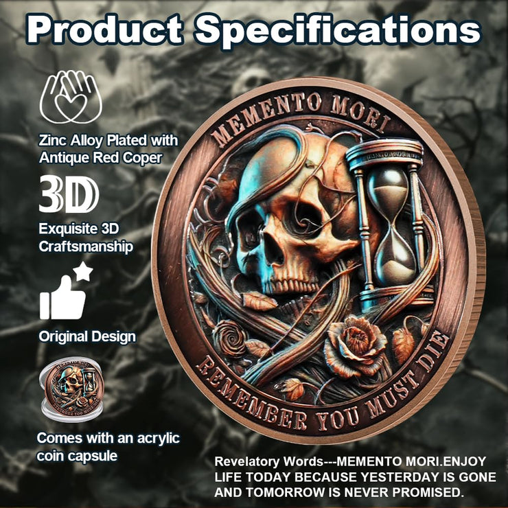 Tempus Fugit EDC Stoic Token Timeless Reminder of Life Memento Mori Coin