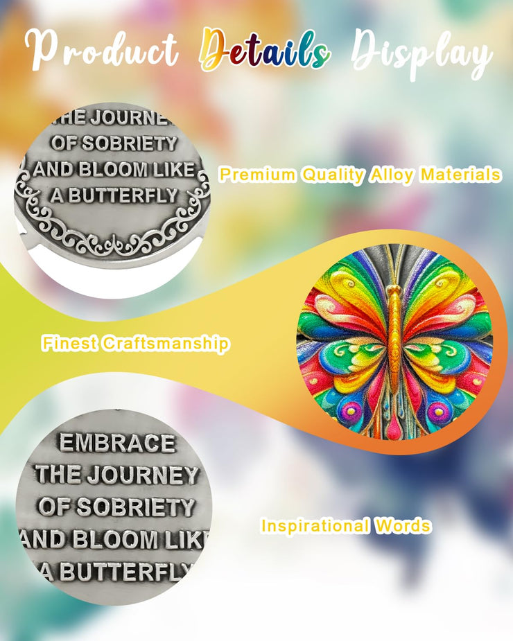 Colorful Butterfly Sobriety Coin