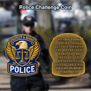 US Police Challenge Coin Scales of Justice-Isaiah 1:17 Bible Verse