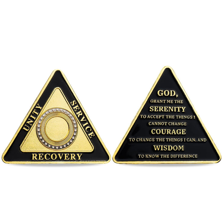 Personalized Triangle Glimmer Amber Dream Sobriety Coin