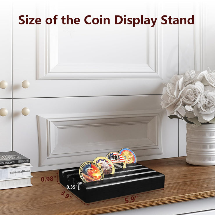 4 Rows Wooden Coin Display