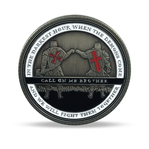 Knight Templar Call On Me Brother Religious Red Cross Challenge Coin