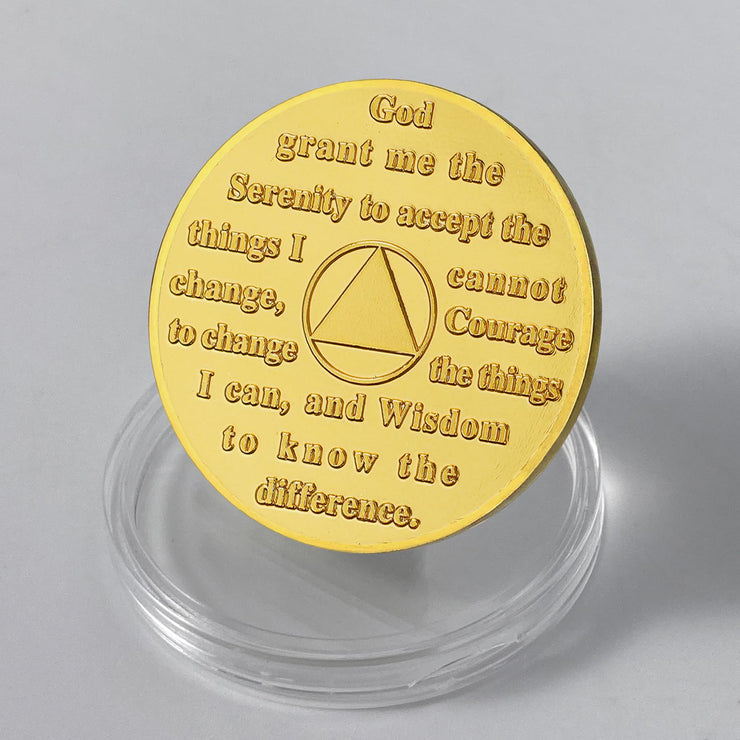 Personalized Sunflower Serenity Prayer Sobriety Coin Challenge Coin