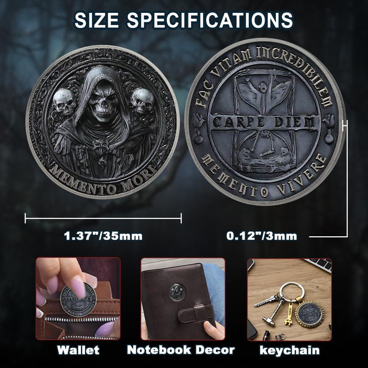 Carpe Diem Motivational Stoicism Memento Mori Challenge Coin