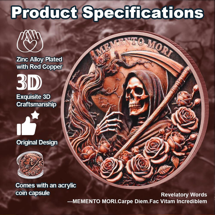 Stoic Reminder Memento Mori Coin Skull Challenge Coins
