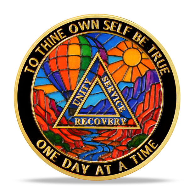 Hot Air Balloon Valley Sobriety Coin