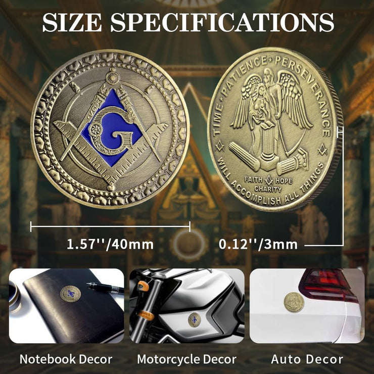 Freemason Symbol with Square & Compass Masonic Challenge Coin