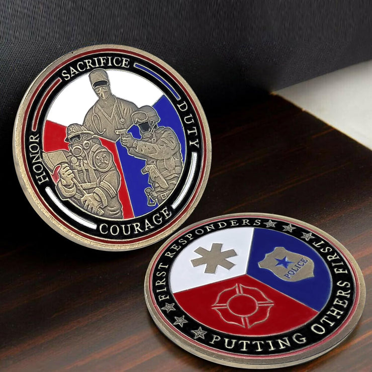 First Responders Challenge Coin Thank You Gifts Support Police Firefighter EMS Heroes