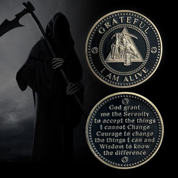 AA Medallion Recovery Grateful I Am Alive Sobriety Coin