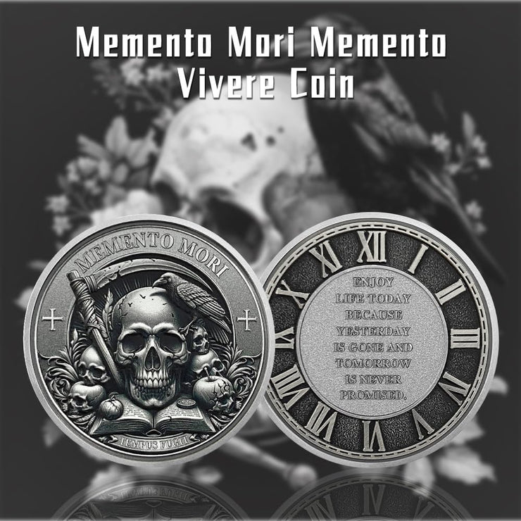 Stoic Reminder Memento Mori Coin Skull Challenge Coins