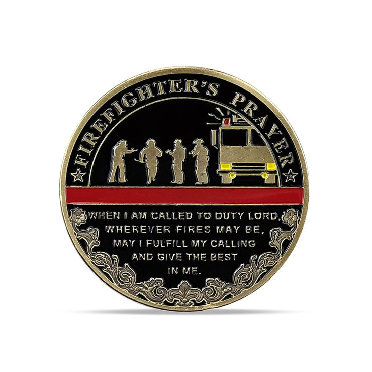 Thin Red Line Firefighter's Prayer Challenge Coin
