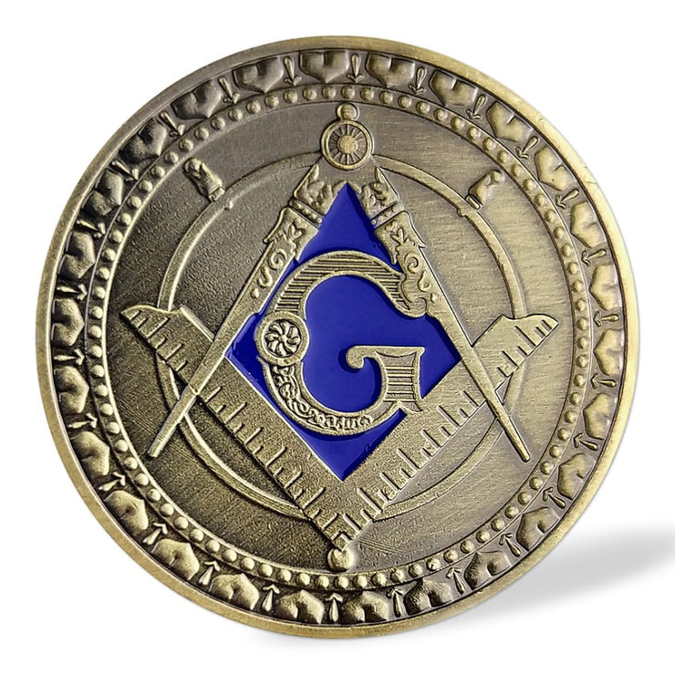 Freemason Symbol with Square & Compass Masonic Challenge Coin
