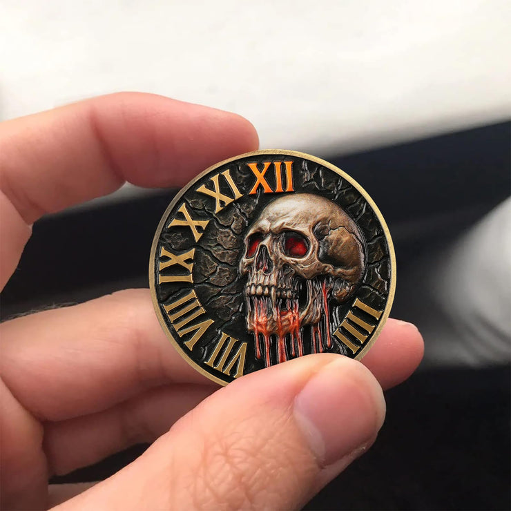 Skull & Hourglass Remember You Must Die Memento Mori Coin