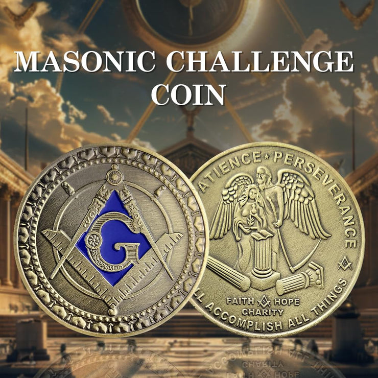 Freemason Symbol with Square & Compass Masonic Challenge Coin
