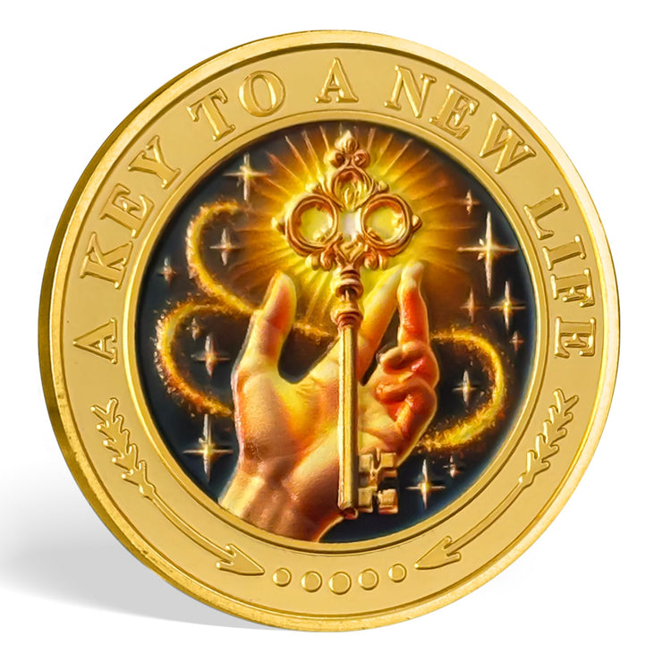 The Key to A New Chapter AA Sobriety Coin