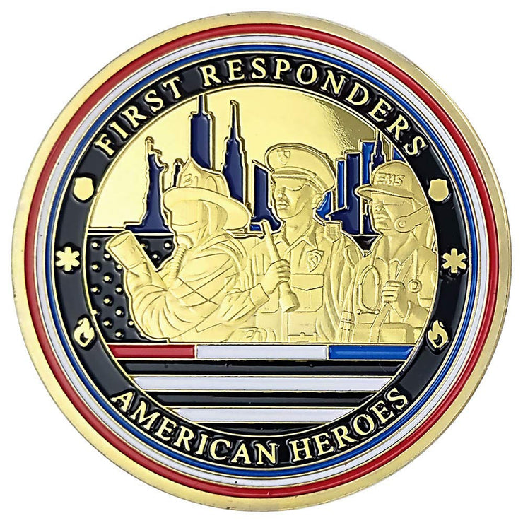 First Responders Hero Challenge Coin American EMS Police Firefighter Coin