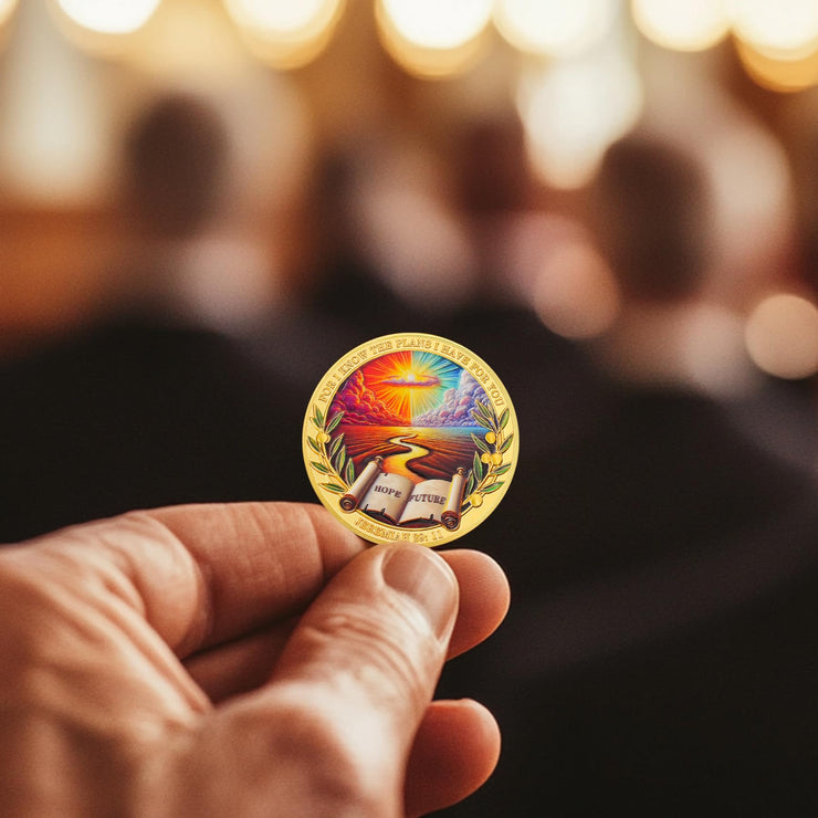 Hope and Future Bible Verse Christian Challenge Coin with Jeremiah 29:11