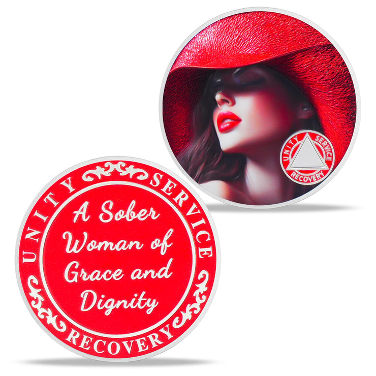Red Hat Lady of Grace and Dignity Sobriety Coin