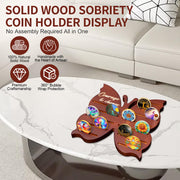 Solid Wood Sobriety Coin Holder Display Case with Courage to Change Design