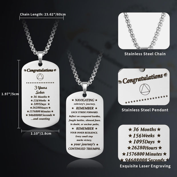 Sobriety Gifts 3 Year AA Sobriety Necklace