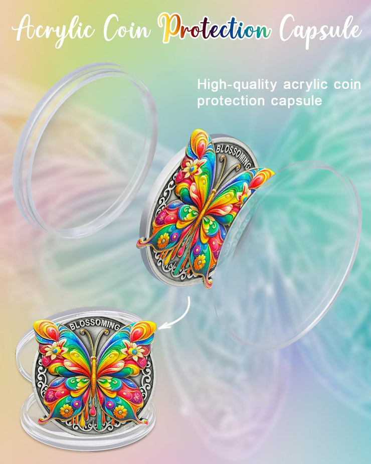 Colorful Butterfly Sobriety Coin