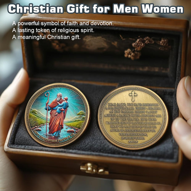 Saint Christopher Christian Challenge Coin with Prayer for Protection