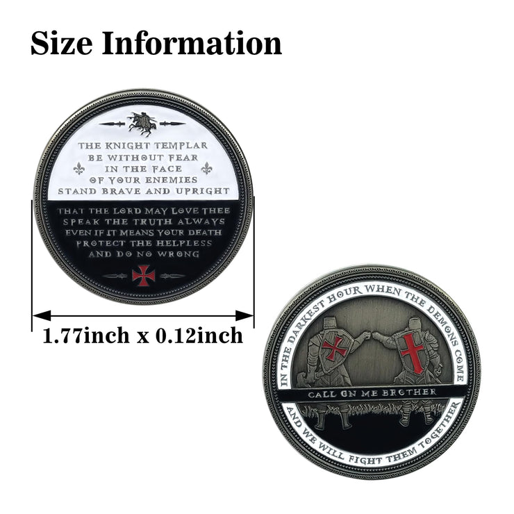 Knight Templar Call On Me Brother Religious Red Cross Challenge Coin