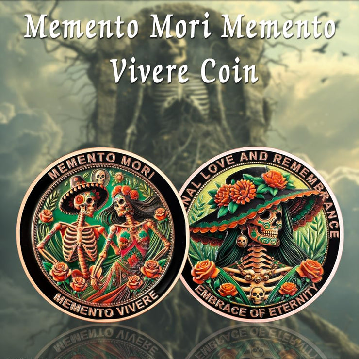Eternal Love & Remembrance Skeleton Couple Dia de Los Muertos Memento Mori Coin