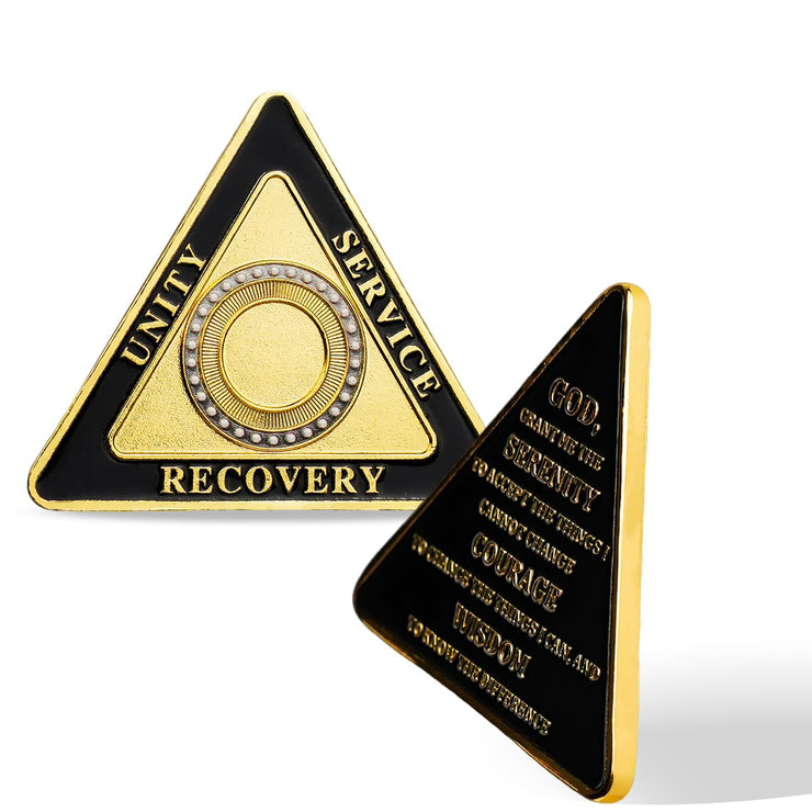 Personalized Triangle Glimmer Amber Dream Sobriety Coin
