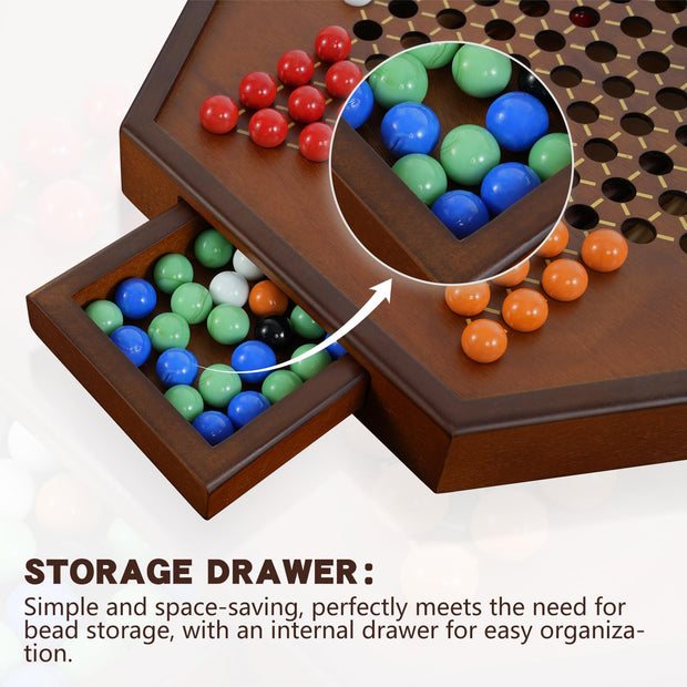 15" Large Upgraded Wooden Chinese Checkers Game Board