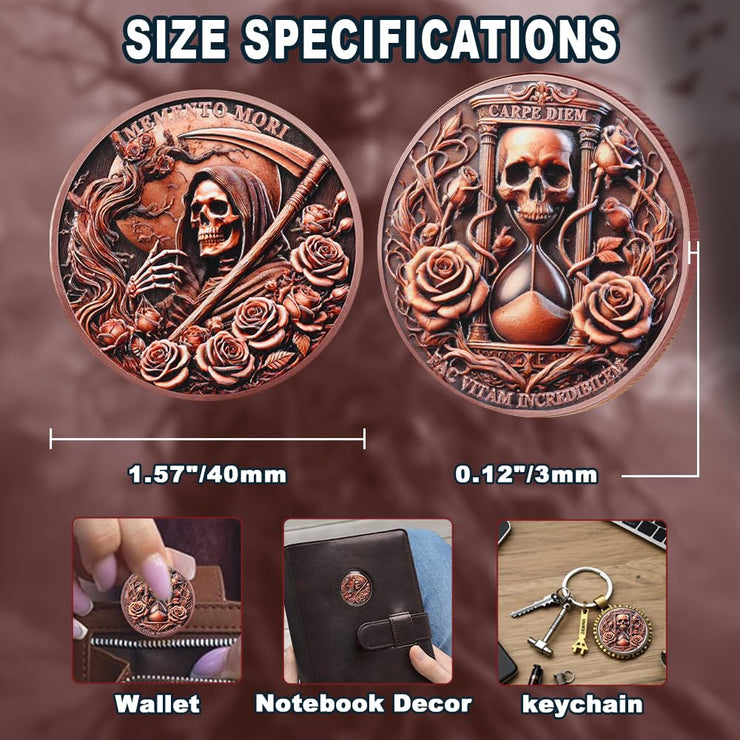 Stoic Reminder Memento Mori Coin Skull Challenge Coins